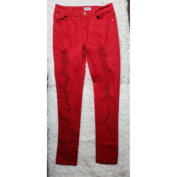 Blue Topic Red Distressed Ripped Tappered Jeans - SZ 9/10 - Picture 1 of 5